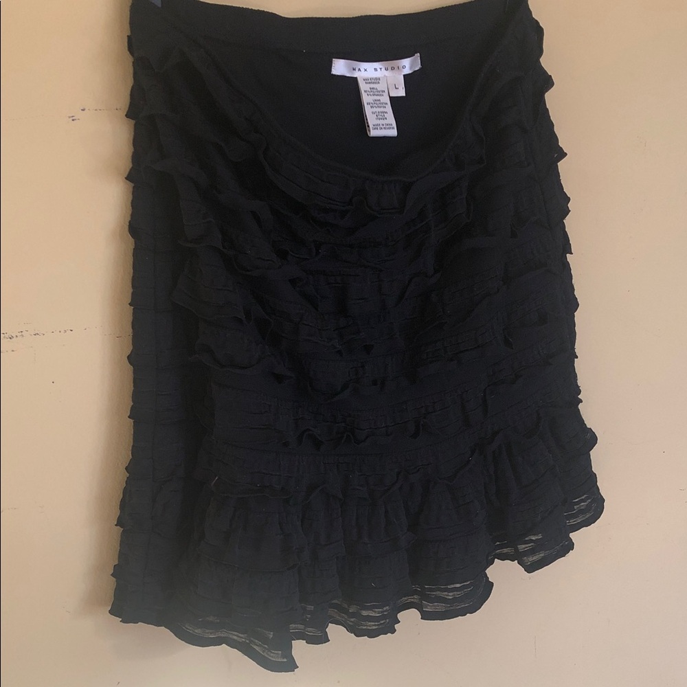 Vintage 90s Ruffled Mini Skirt Max Studio Black Max Studio